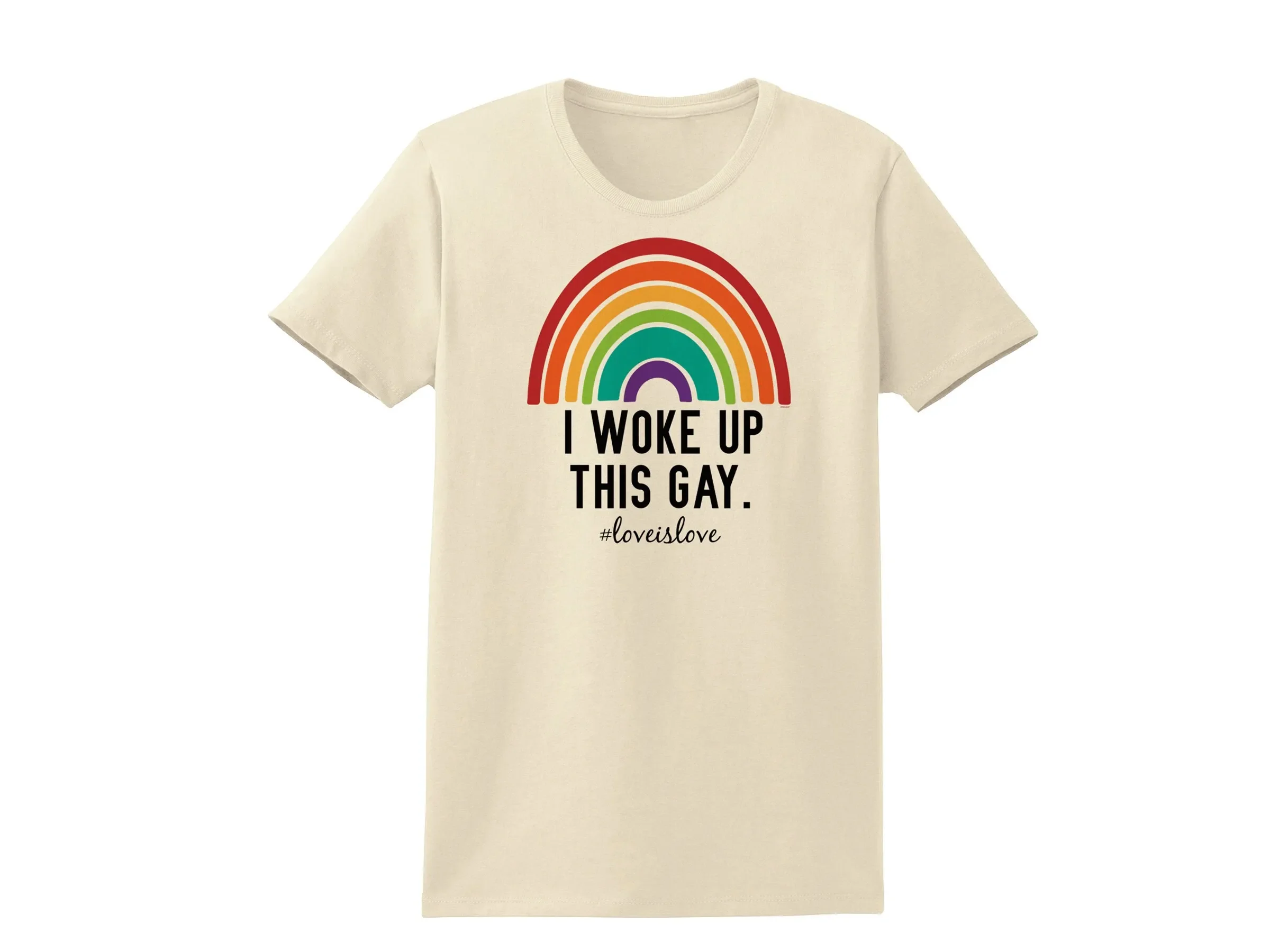 Pride Gay Woman I Woke Up This Way Funny T Shirt Like Pun Rainbow Womens