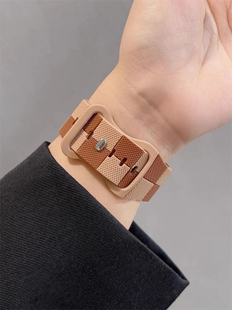 Koreański pasek retro z kratką do zegarka Apple Watch Band Ultra2 46 mm 49 mm 45 mm 44 41 42 Correa Silikonowy pasek do zegarka Iwatch Series 10 9 8 SE 7