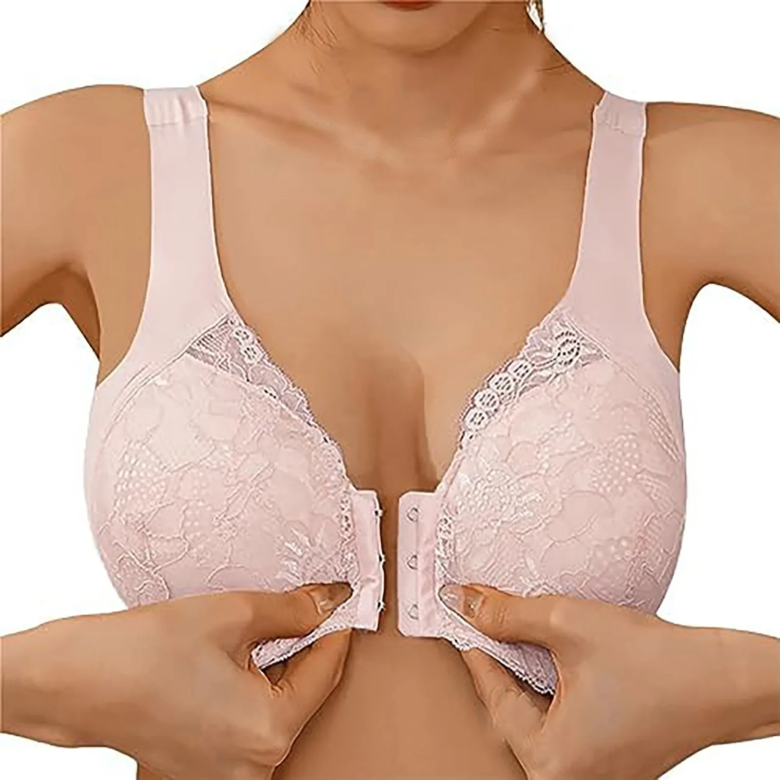 

Women Extra-Elastic Breathable Bra Female Soft Lace Seductive Bra Oversize Brassiere Front Closure Push Up Seamless Underwear