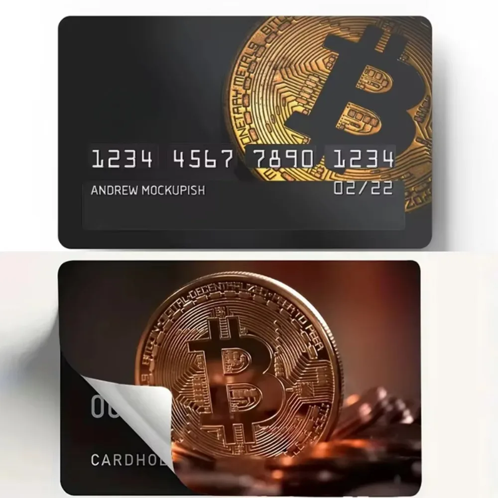 Trends Bitcoin Black Matte Vinyl Film Skin Sticker Tape for Bank Credit Debit Card Personalized Credit Card Protection Stickers