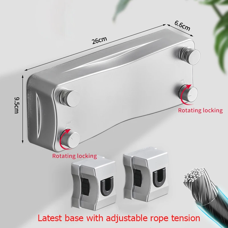 Retractable Clothesline Stainless Steel Indoor Outdoor Clothes Hanger Double Line With Adjustable Rope Space-Saving WB3030