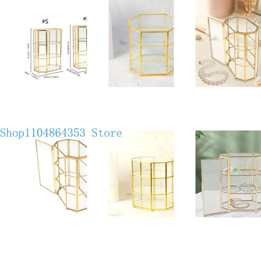 

652F Stylish Glass Jewelry Organizers Jewelry Accessory for Displaying Trinkets Necklaces and Rings in Vintage Designs