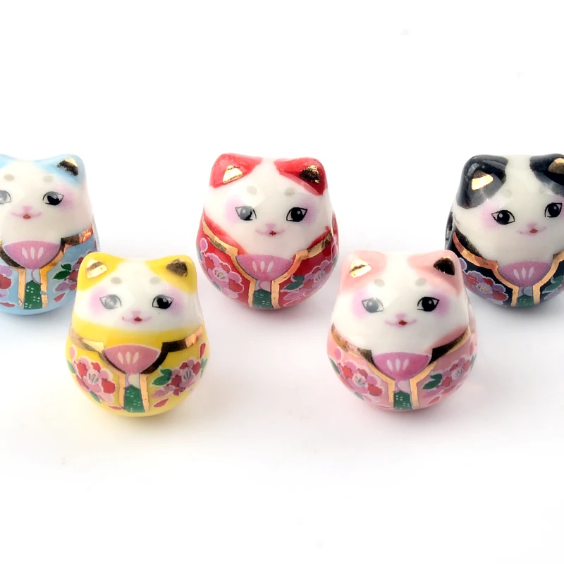 1.3x1.5cm 5pcs Mix Flowers Skirt Lucky Cat Shape Ceramic Beads for Jewelry Making DIY Beads Loose Spacer Charm Bracelet Jewelry