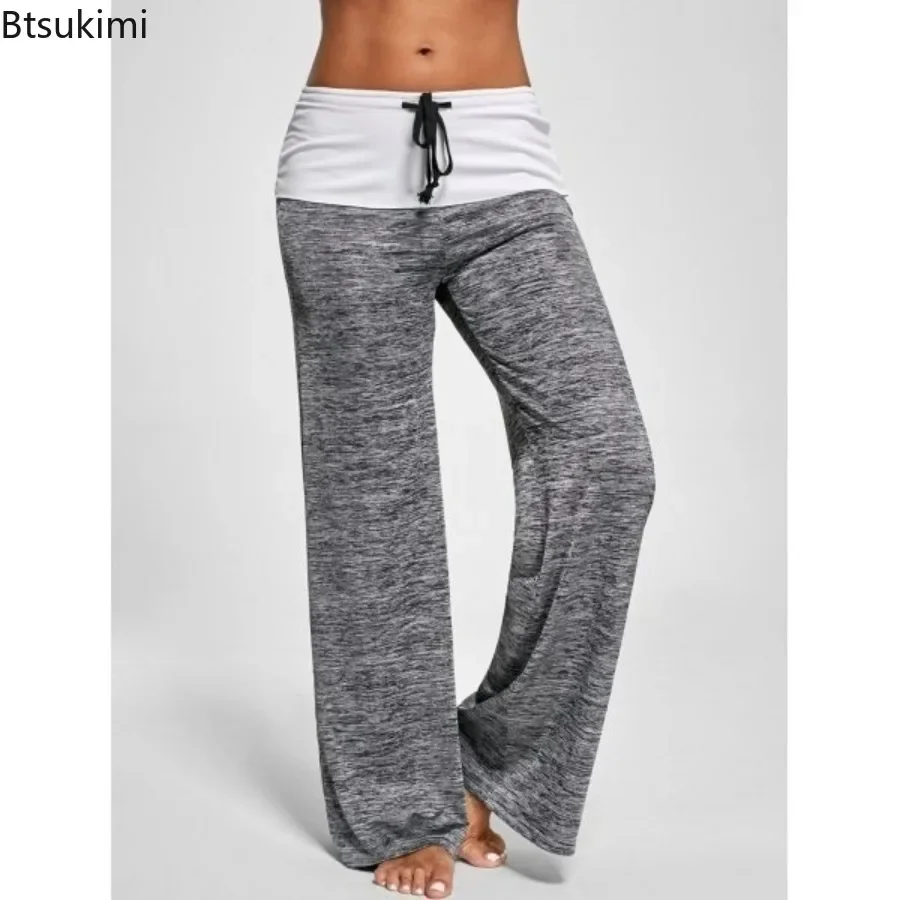 2026 Women's Casual Wide Leg Pants Soft Slim Quick Drying Yoga Trousers Outdoor Sports Pants High Waist Drawstring Joggers Pants