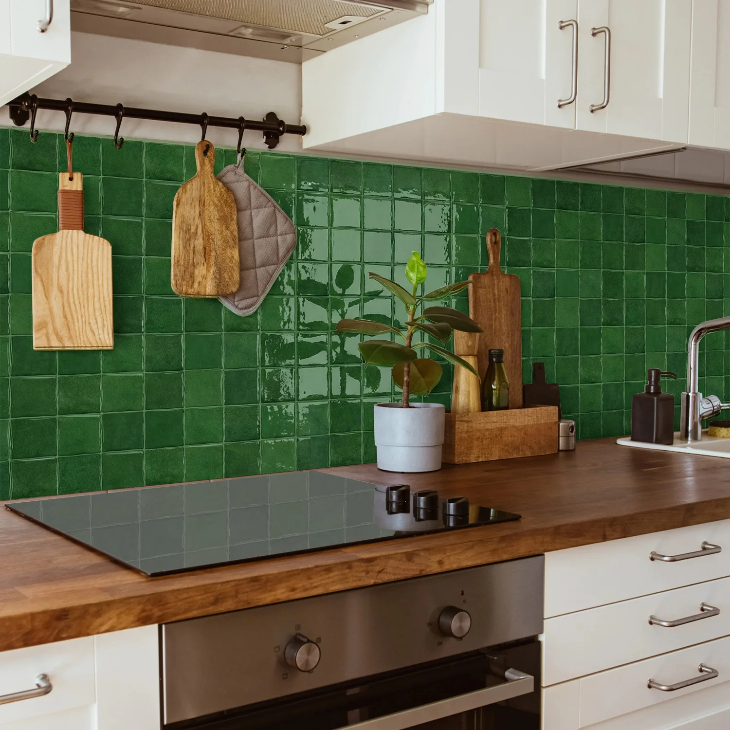 10pcs  Pure Color Tile Self-Ad - Commercial Kitchen Wall Panels ulasan dan harga