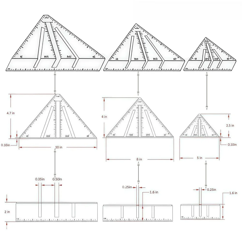 1pc 22.5°-90° Miter Square Ruler Woodworking Measuring Multi-Angle Layout Quick Marking Tools For Framing Miter Joints