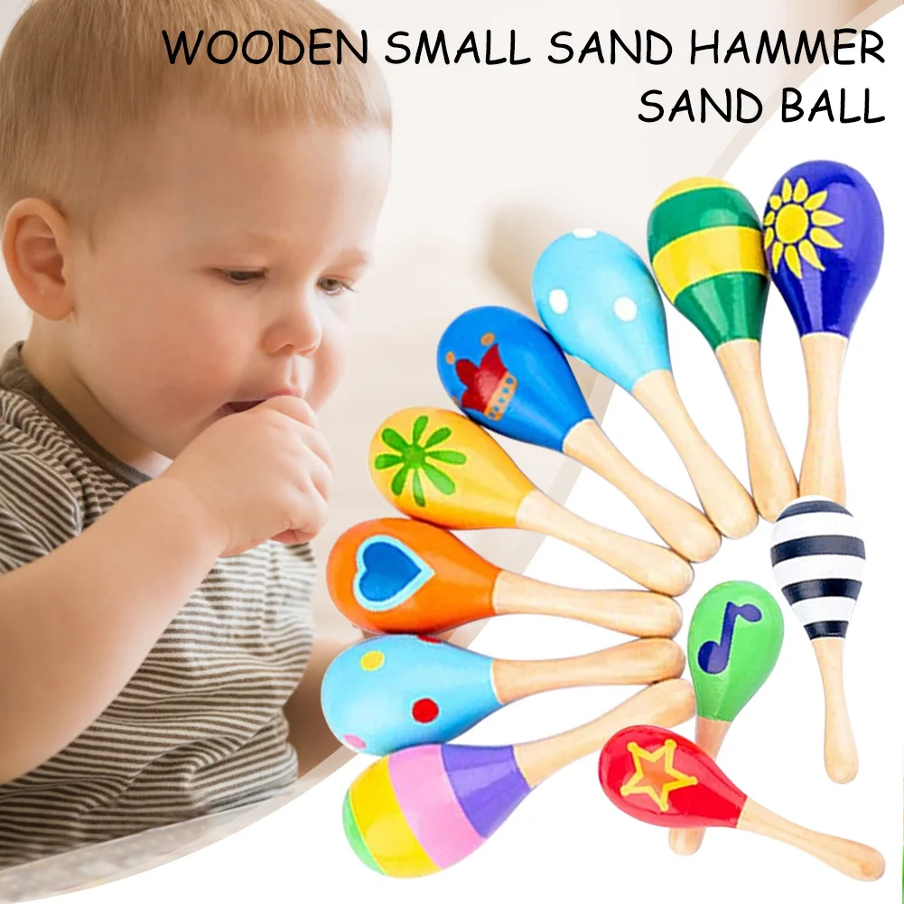مطرقة رملية خشبية للأطفال الصغار آلة ماراكاس خشبية ملونة آلة موسيقية قرع ماراكاس الهزازات صانعي الضوضاء للأطفال الرضع الصغار #5