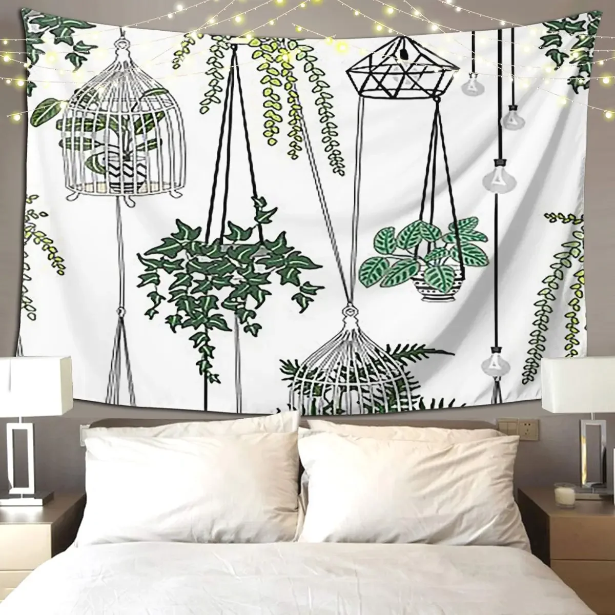 Hanging Pots Pattern Tapestry Hippie Wall Hanging Aesthetic Home Decoration Tapestries for Living Room Bedroom Dorm Room