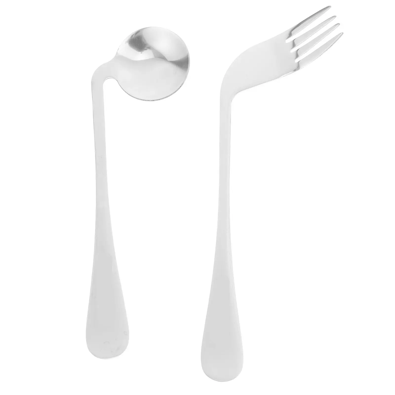 Angled Feeding Fork and Spoon Set – Stainless Steel, Ergonomic, Lightweight Assistive Tableware for Elderly & Arthritis