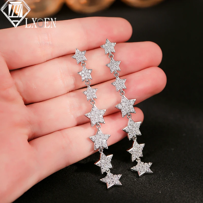 

Shining Star Tassel Drop Earring Long AAA Cubic Zircon Earrings for Women Best Gift Bridal Accessories Party Elegant Pendientes