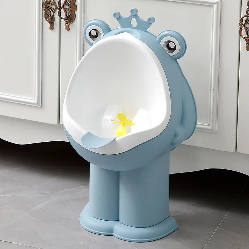 Toilet kencing bayi, kartun biru katak pasang dinding mudah dicuci portabel pelatihan kencing Toilet berdiri