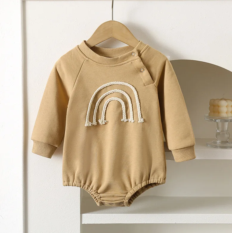 Spring Autumn Long Sleeve Baby Romper Outfit Infant Pantsuit Pure Color Overalls for Crawling Babies Toddler Clothes Jumpsuits
