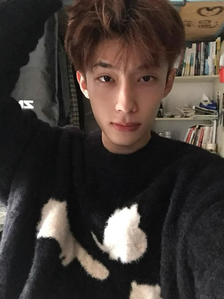 American sle cabelo pesado malha padrão camisola masculina outono inverno lazer sle high end sentimento malha irt