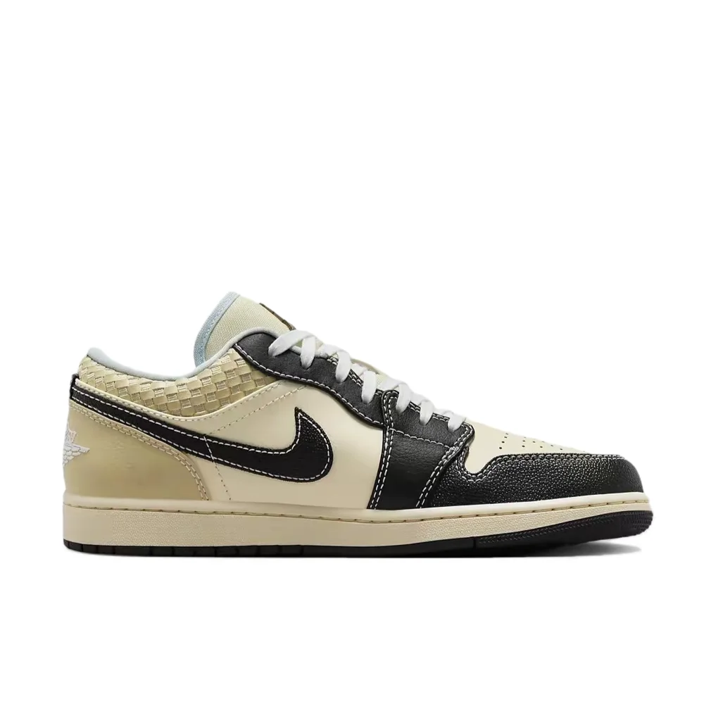 Jordan Air Jordan 1 Low SECO Men's Basketball Shoes – Comfortable, Non-Slip, Low-Top, Coconut Milk/Black, Beige/Black HQ3437-101