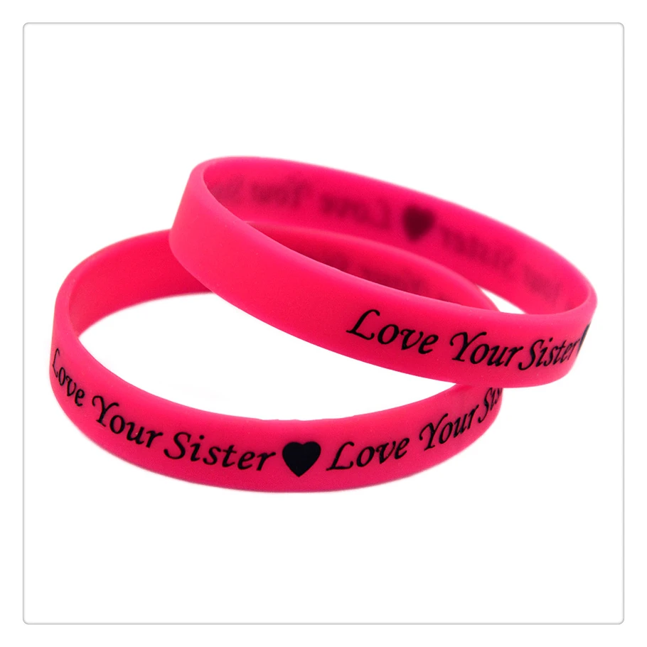 1 Stück „Love Your Sister“-Armband aus Silikonkautschuk, inspirierendes Armband, das beste Geschenk für Freunde, Erwachsenengröße. – Detail 9