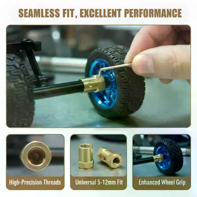 5mm-12mm Smooth Surface Brass Shaft Coupler Durable Metal Coupling Connector with Screw Wrench for Home DIY Repair Projects