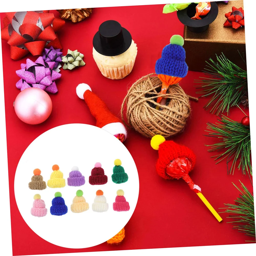 Christmas Ornament Handmade Knit Hat Diy Decoration Knit Doll Cap For New Year Holiday Gift Craft Project - Image 3