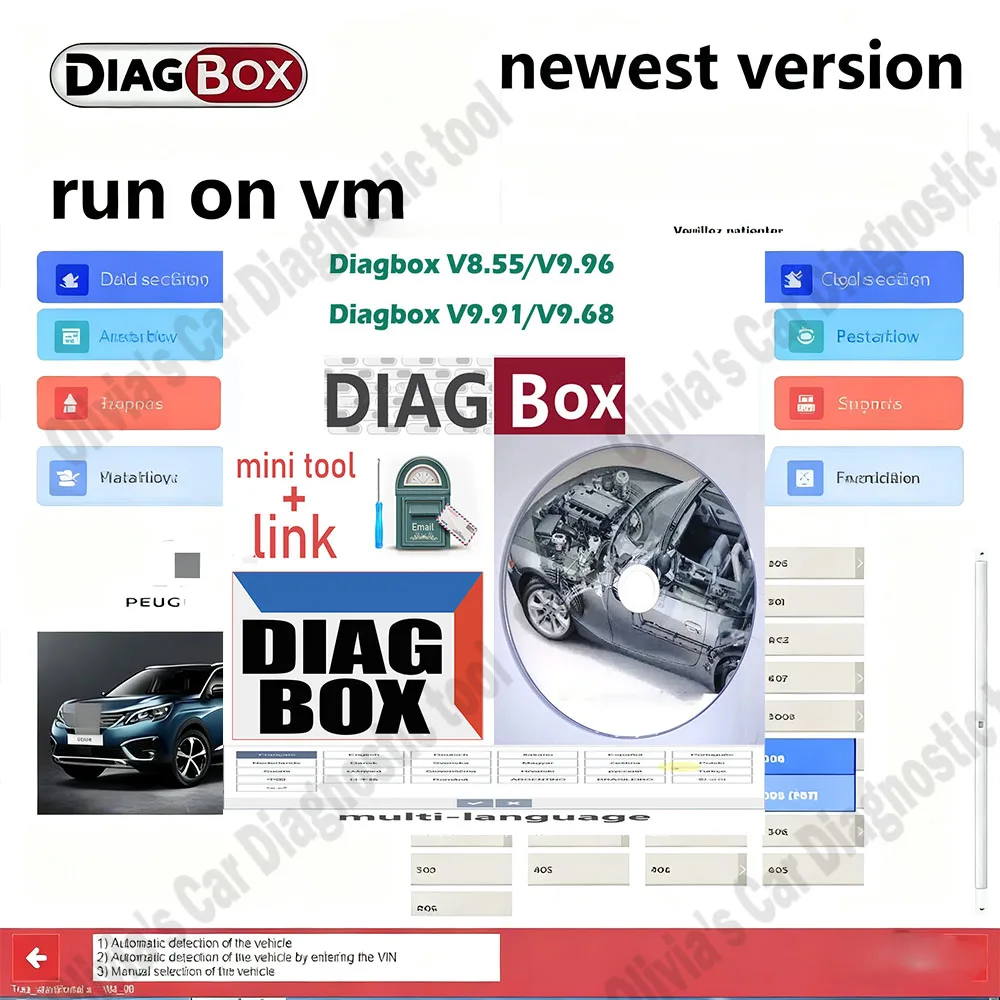 

Hot Diagbox V9.96/V9.68/V8.55/V9.91 obd2 scanner Car diagnosis software Multi-language Fully working For Various vehicle models