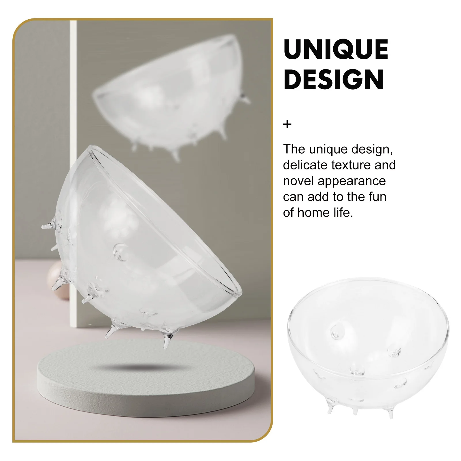 

Creative Transparent Hedgehog Glass Bowl Decorative Food Serving Dish Salad Dessert Household Table Decoration
