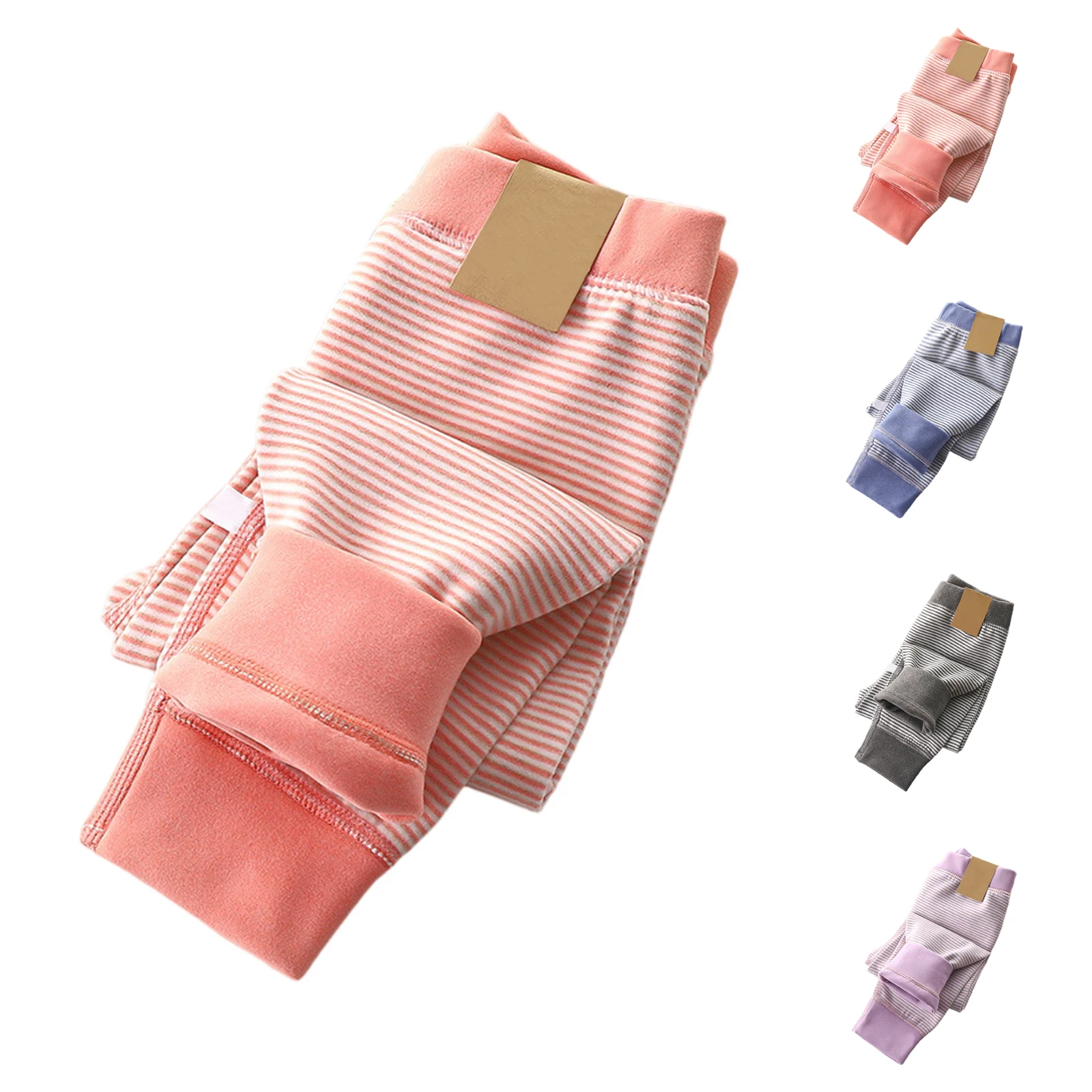 Leggings Children'S Autumn And Winter Striped Single Pants Warm Pants 1pc Multi-Color Home Clothes Practical Casual Durable