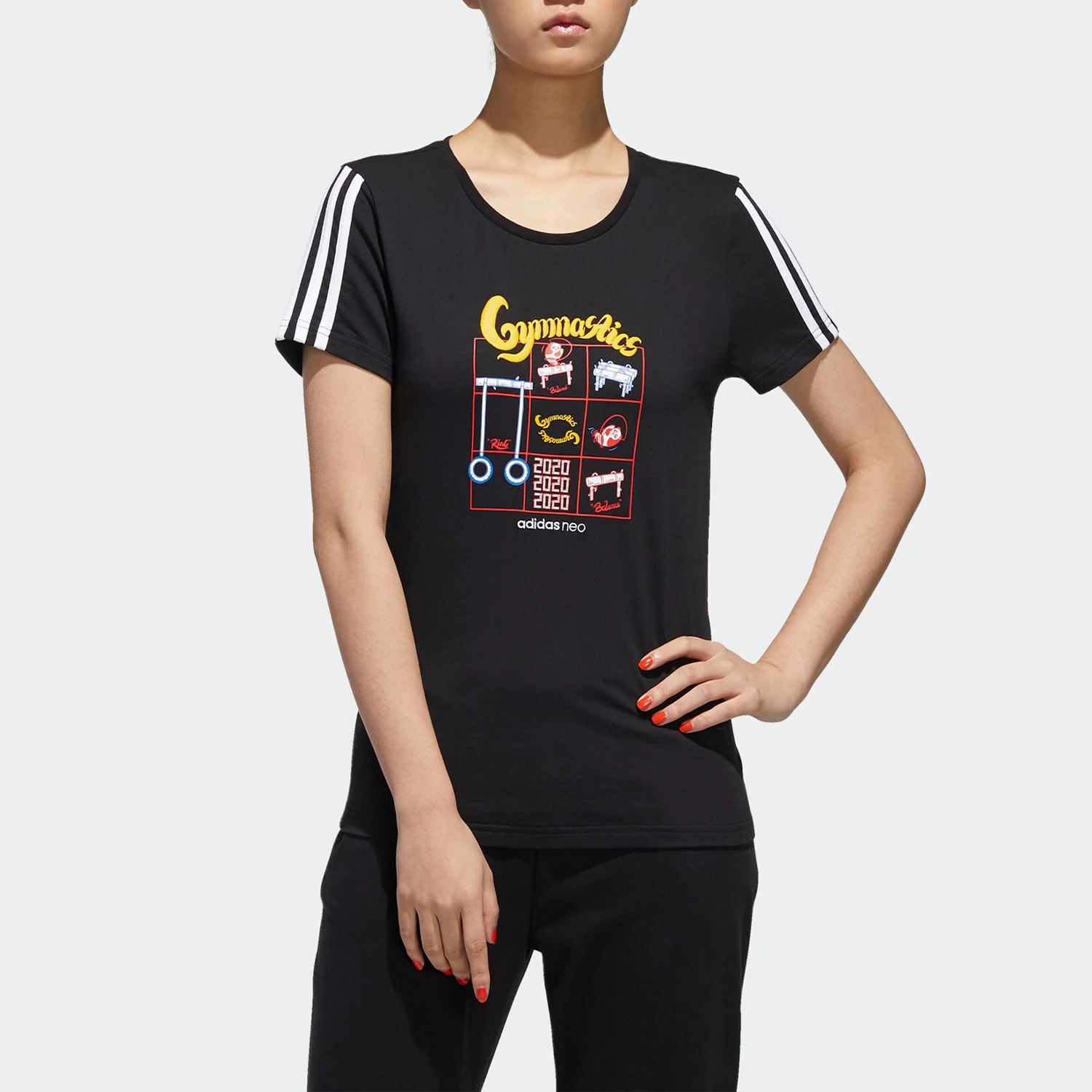 

Официальная летняя новая женская повседневная спортивная футболка Adidas с короткими рукавами GK1568