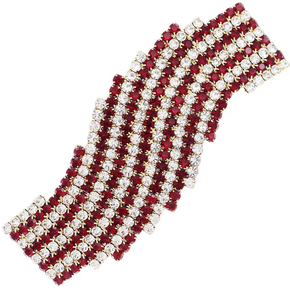 

Red Rhinestone Hair Clip Sparkly Bridal Barrette Decorative Wedding Party Hair Accessory Stylish Bling Hairpin for Women
