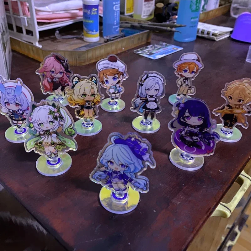 10Pieces Nahida Aether Beelzebul Yae Miko Sigewinne Tartaglia Shenhe Xilonen Furina Focalors Rotation Acrylic Figure Stand Model