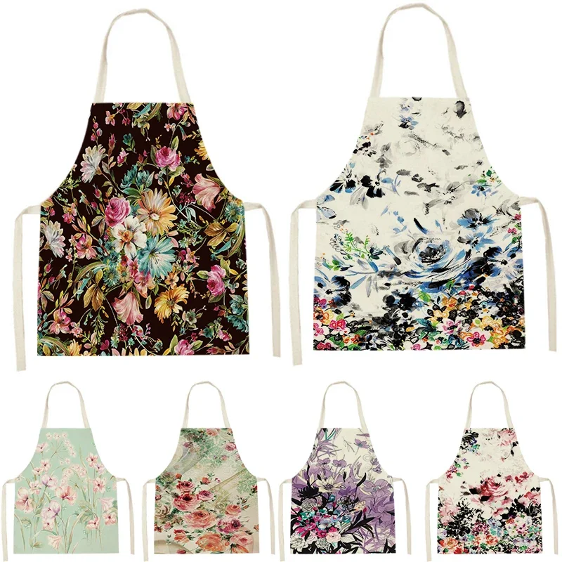 Kitchen Aprons for Women Cotton Linen Bibs Household Cleaning Apron Sleeveless Waterproof Pinafore Chef Cooking Accessories