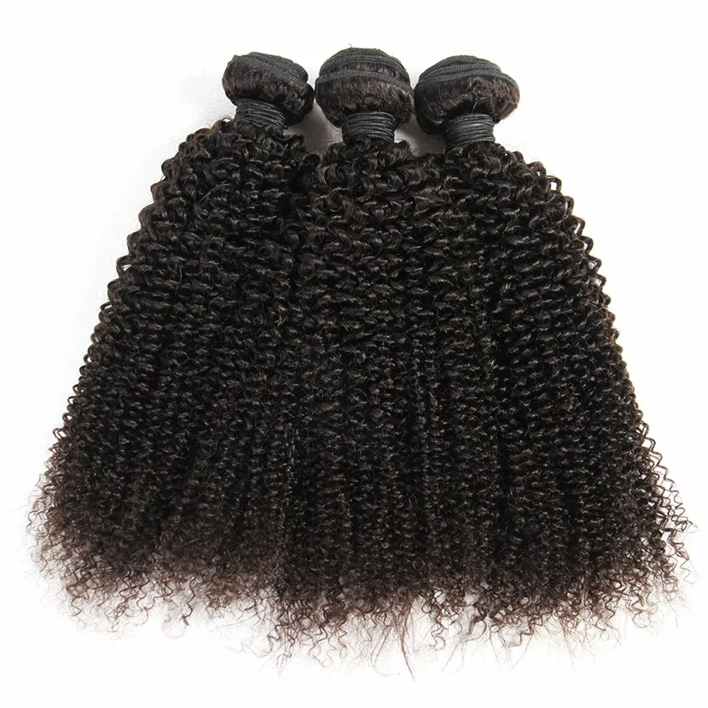 Pacotes brasileiros do cabelo humano do Virgin, cor natural, extensões dobro da trama, encaracolado perverso, 10-32 ", 100g pelo PC, 12A