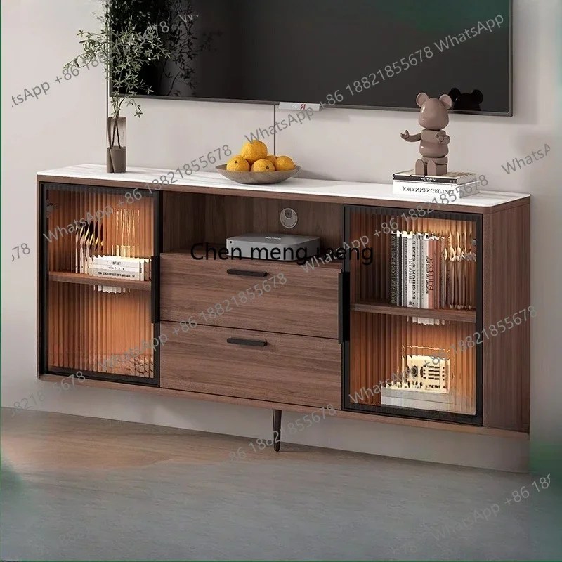 

D150 Роскошная ретро-тумба под телевизор с полками, деревянная, настенная, в современном стиле, для гостиной, в стиле середины века, итальянская мебель