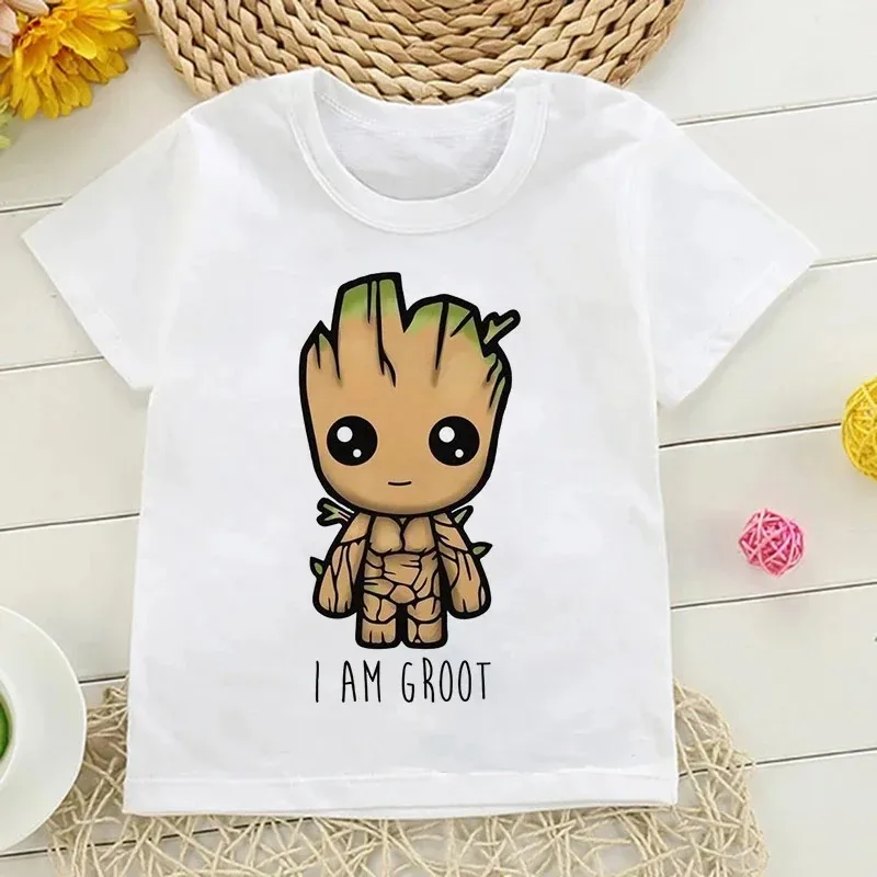 Children Shirt Kids I Am Groot Bady Anime Groot Movie Tops Cute T Shirt Harajuku Graphic Boys Girls Tee Baby Cotton Short Sleeve