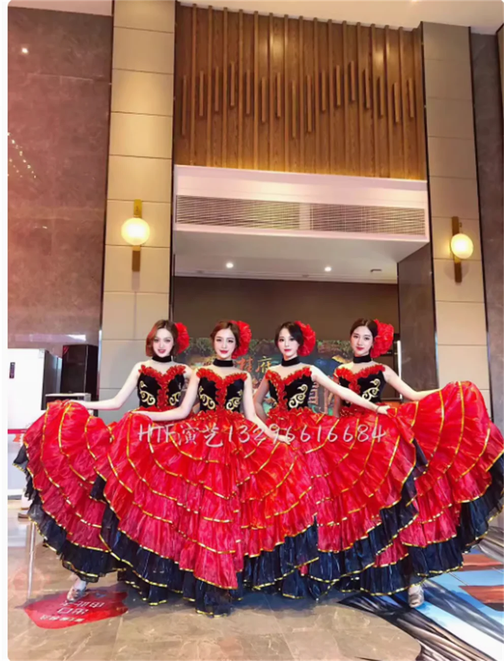 

New Spanish Bullfighting Dance Big Swing Skirt 360 degree Big Swing Skirt