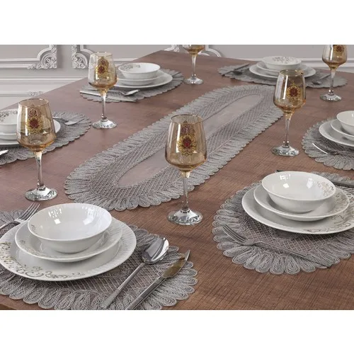 Tropikhome 7 Piece Vivien Gray 6 Personality American Service & Supla and Runner Set