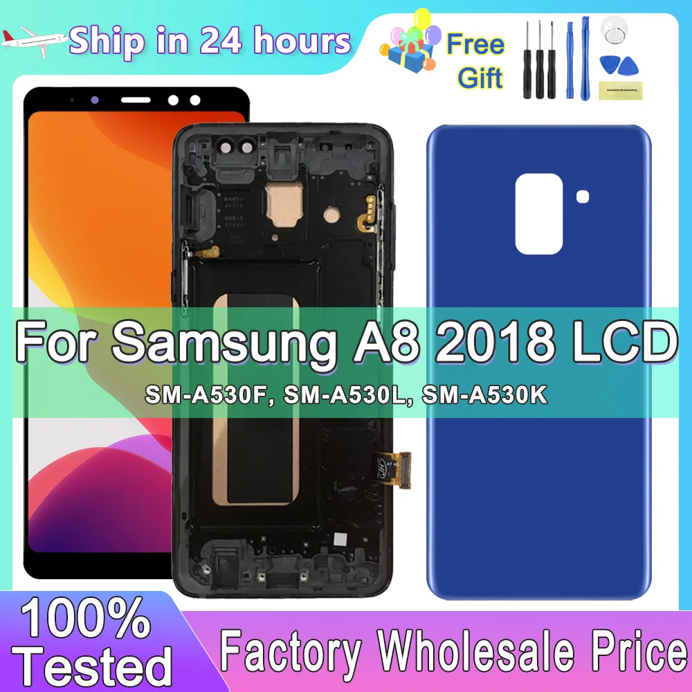 

100% Tested For Samsung Galaxy A8 2018 LCD Display Touch Screen For Galaxy A8 A530 A530F A530N LCDReplace,with Frame