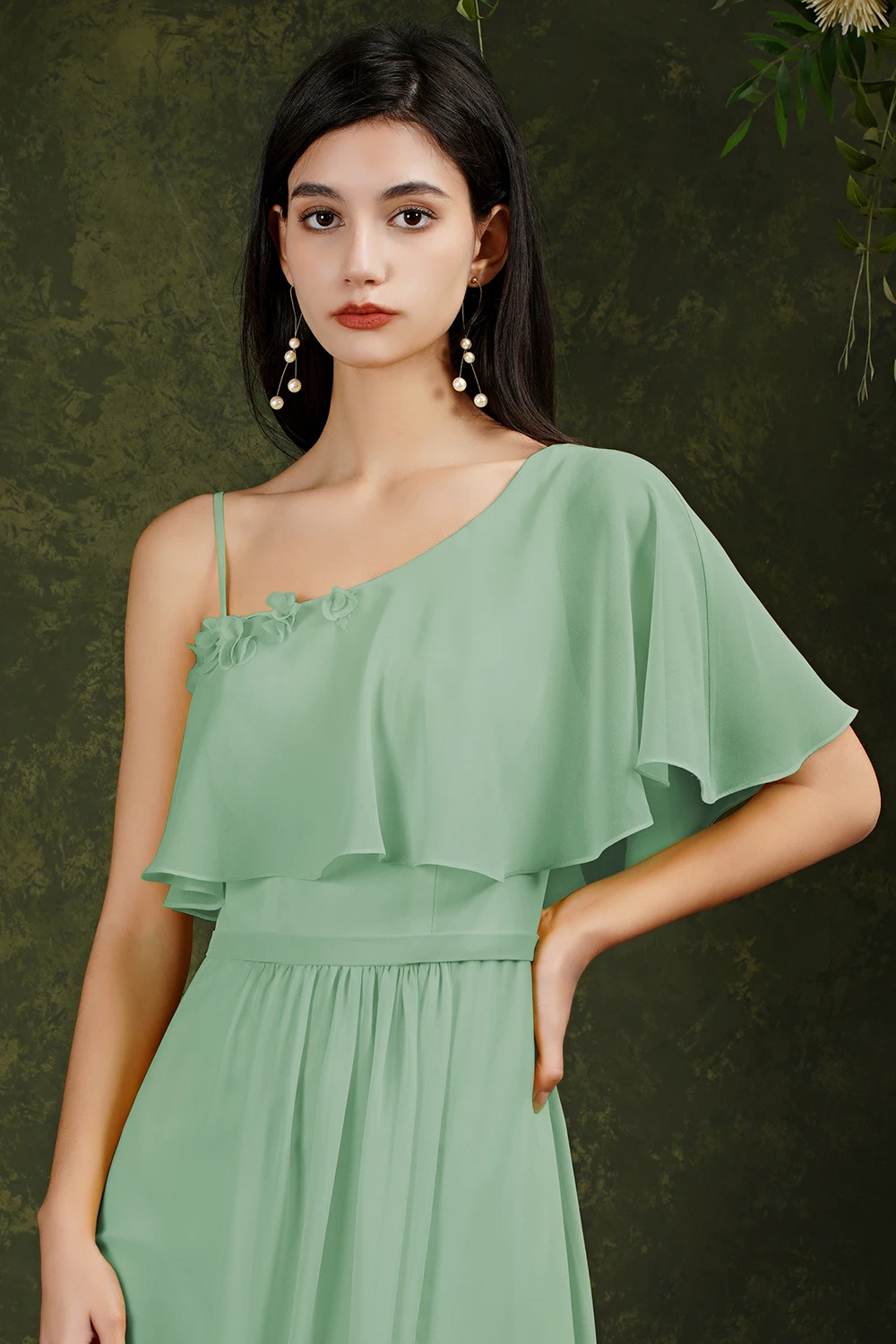 Robes de demoiselle d'honneur en mousseline de soie, épaules dénudées, manches courtes, bretelles Spaghetti, ligne a Simple, fente latérale, robe de soirée de mariage élégante