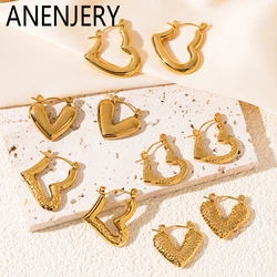 ANENJERY 316L Stainless Steel Irregular Love Heart Earrings for Women Specisl Design Jewelry Gifts Wholesale