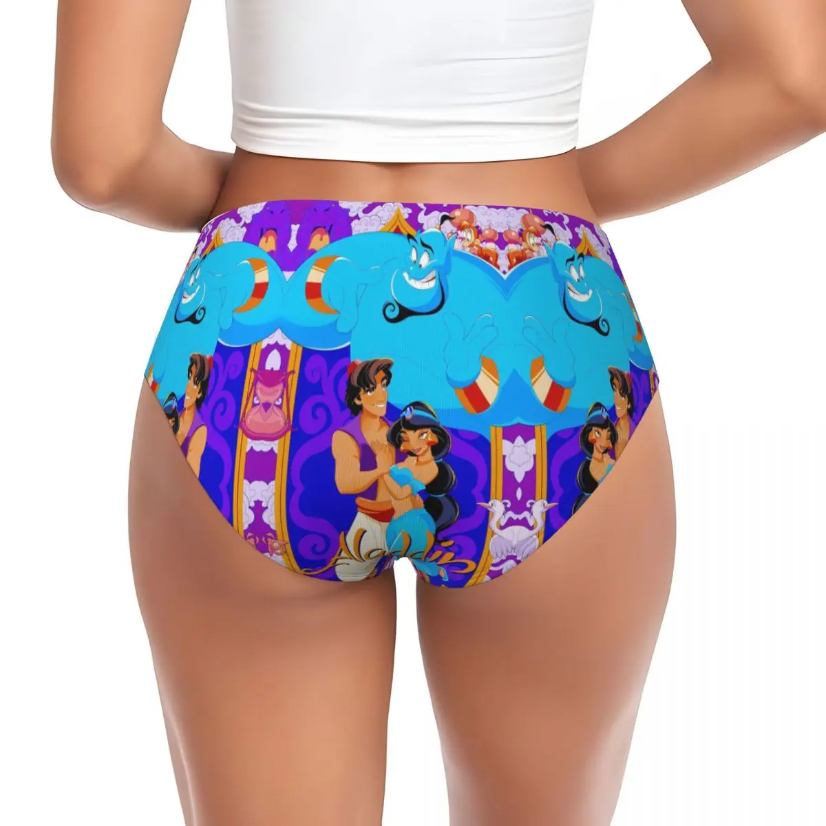 Custom Womens Hot Fashion Aladdin And Magical Lamp Fairy Tales Panties Underwear Female Stretch Briefs Underpants