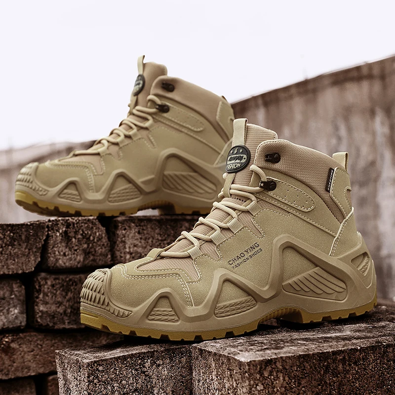 

Men's Safety Work Boots Sporty Anti-Slip Wear-Resistant Outdoor Climbing Boots for Construction Site Work Mid-Calf Boots