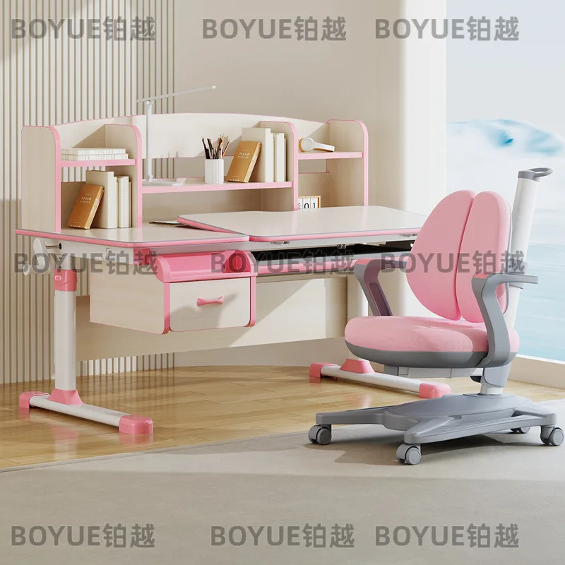 Adjustable Solid Wood Kids Study Desk and Chair Set Modern Simple Writing Table for Primary Secondary School Students view 2