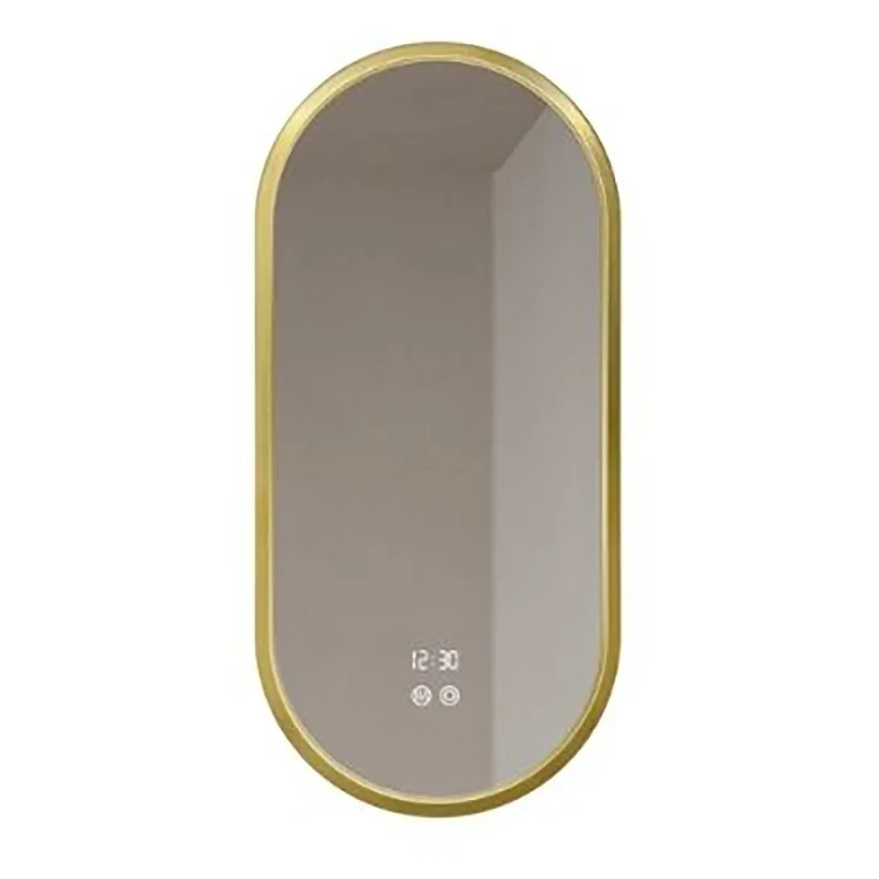 Gold Frame Oval Mirror Nordic Modern Design Bathroom Mirror Light Illuminated Espelho Maquilhagem Com Led Bathroom Accessories