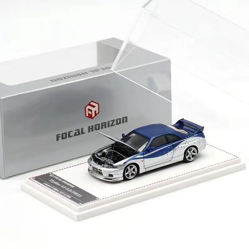 FH 1:64 Nissan Skyline GTR R33 BCNR33 Diecast Alloy Car Model Collectible Vehicle Display Desk Ornament Car Fans Gifts