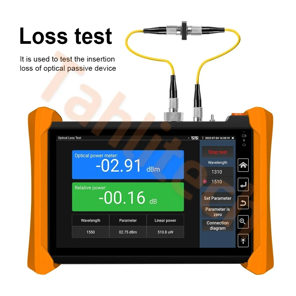 Tahlitech OTDR 1310/1550/1610nm 28/26/24dB Fiber Optic Reflectometer Touch Screen VFL OLS OPM Event Map Ethernet Cable Tester