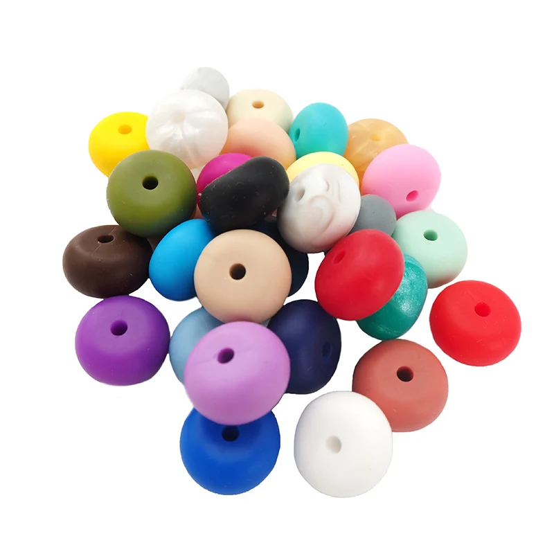 Chenkai 50pcs 14x8mm Silicone Abacus Focal Beads For Beadable Pen Silicone Charms for Pen Necklace Making Silicone Characters