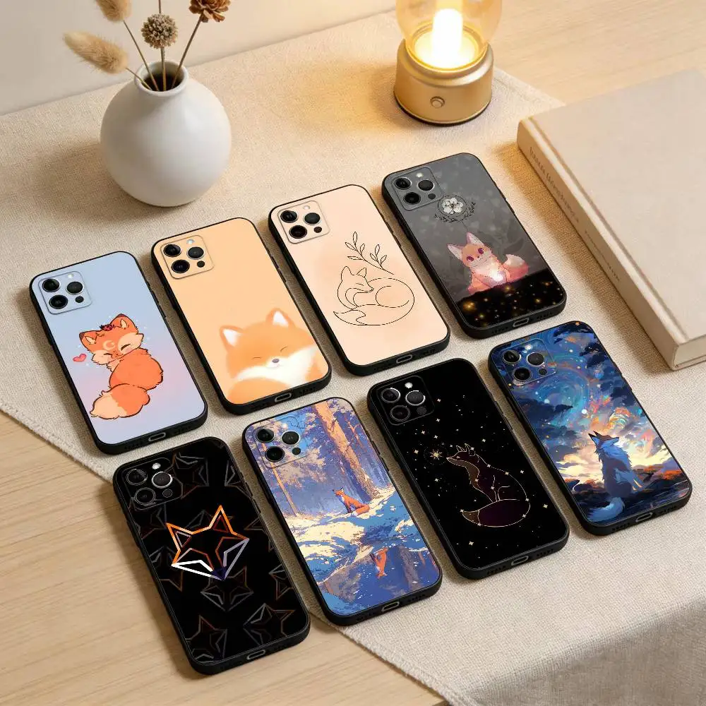 

Sunny Fox Phone Case For iPhone 17,16,15,14,13,12,11 Plus,Pro Max,XS,Soft Silicone Black Cover