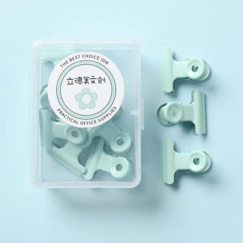 Fresh Office File Metal Mounting Clip Macaron Boxed Binder Clip Color Ticket Clips Sealing Clip