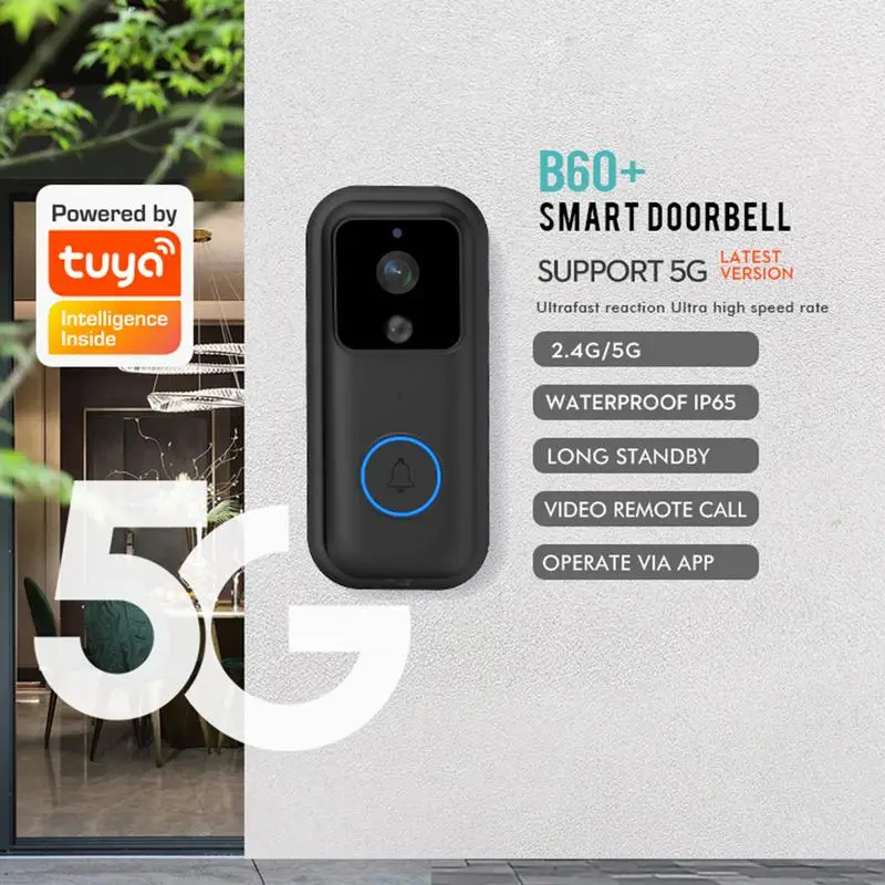 Ring Video Doorbell 5G Video Smart Home Wireless Video Doorbell Security Camera Night Vision Waterproof Human Detection Doorbell