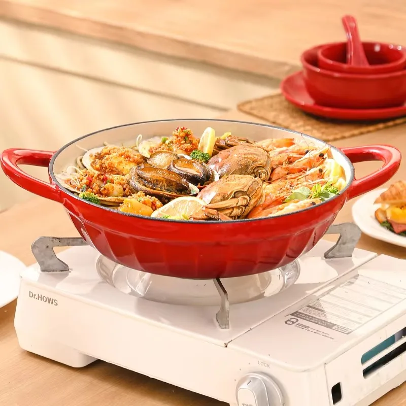 28Cm enamel cast iron cookware seafood light casserole cooking frying pan family restaurant kitchen