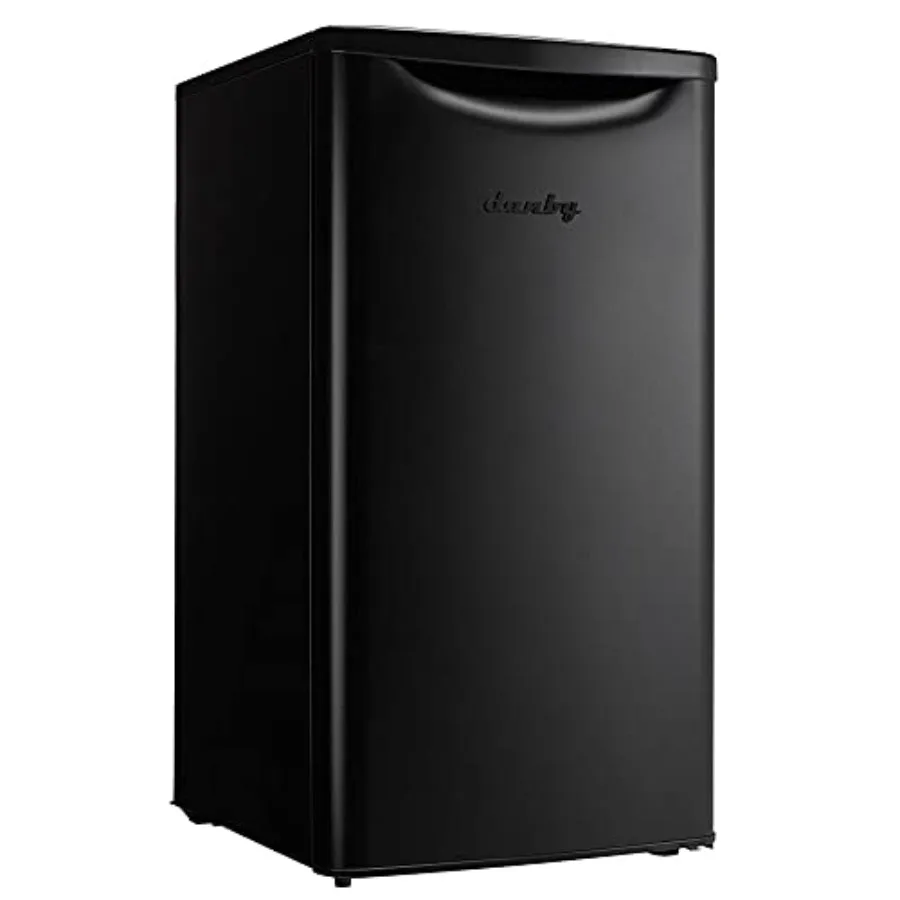 

3.3 cu. ft. Compact Fridge for dorms and offices, black stainless steel finish, energy-efficient cooling with adjustable thermo