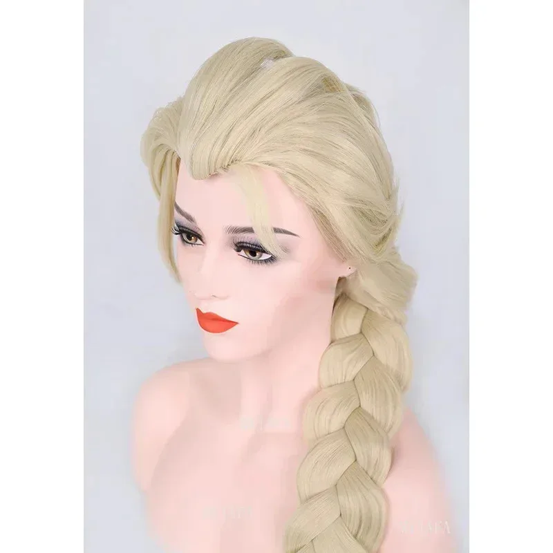 Elsa Cosplay Wig Queen Princess Long Braid Heat Resistant Synthetic Hair Adult Women Halloween Party Anime Cosplay Wigs