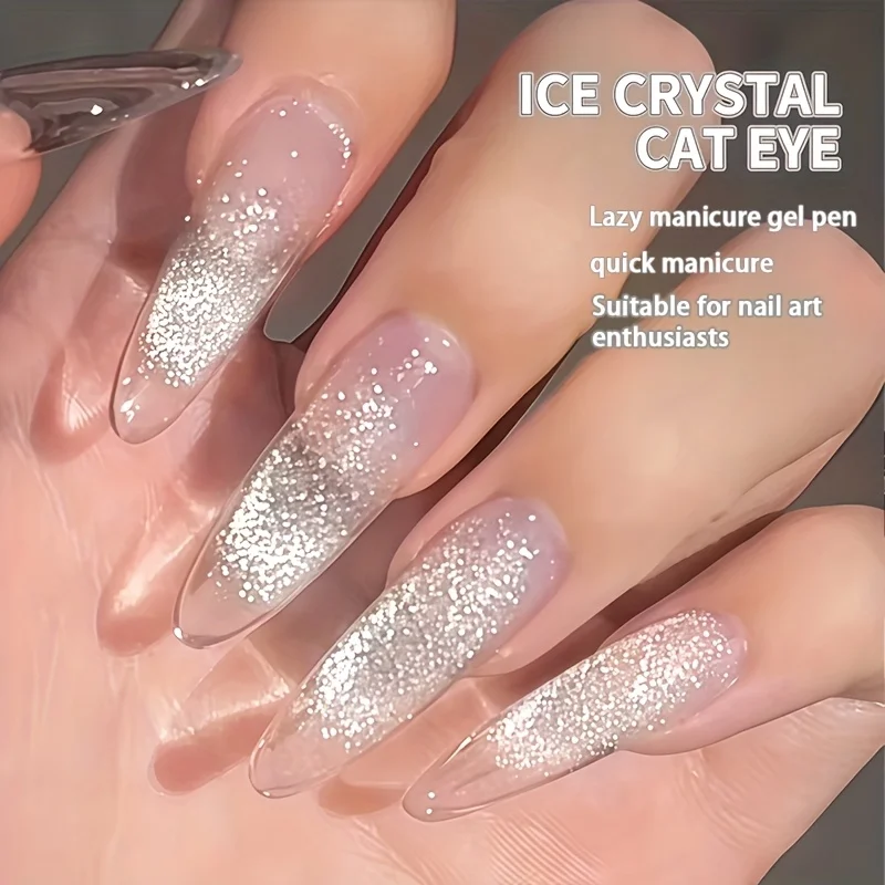 10ml Biały Super Błyszczący Lakier Hybrydowy do Paznokci Efekt Kociego Oka w Pisaku / Nowość 2025 Super Błyszczący Miękki Wysoki Pigmentacja Salonowa Jakość Gładki Długotrwały